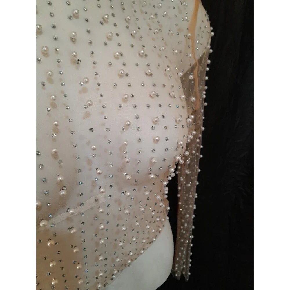 Windsor Rhinestone And Pearl Sheer Top